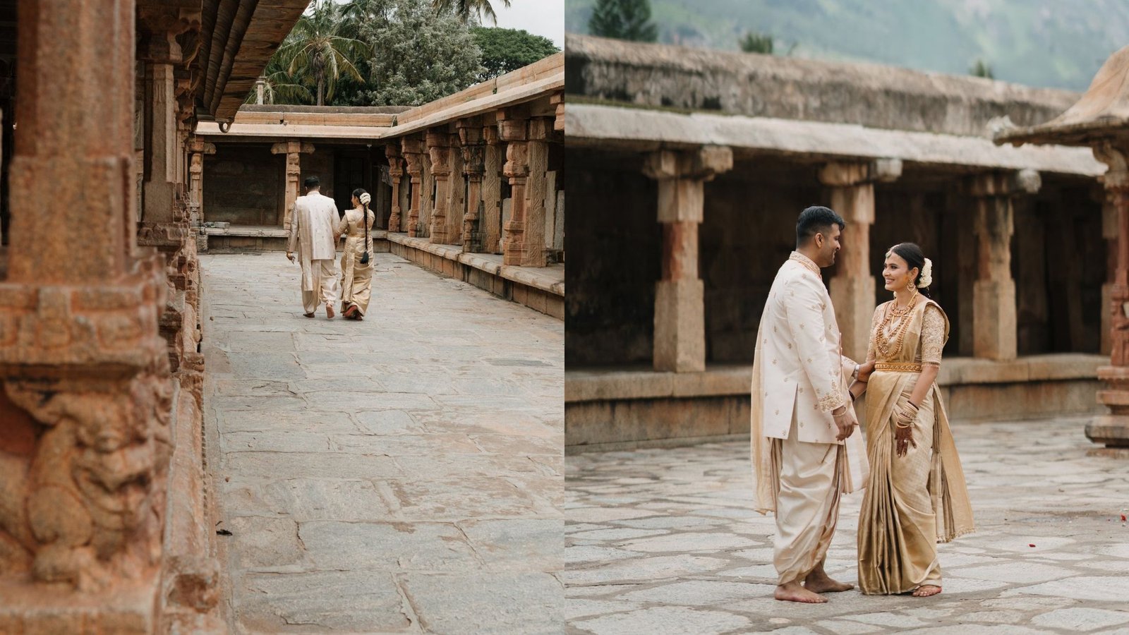 Keerthana & Anjan, A morning at the temple